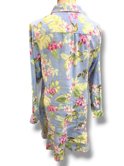 Medium Tommy Bahama Coastalina Orchid Dreams Flounce Linen Shirt Dress