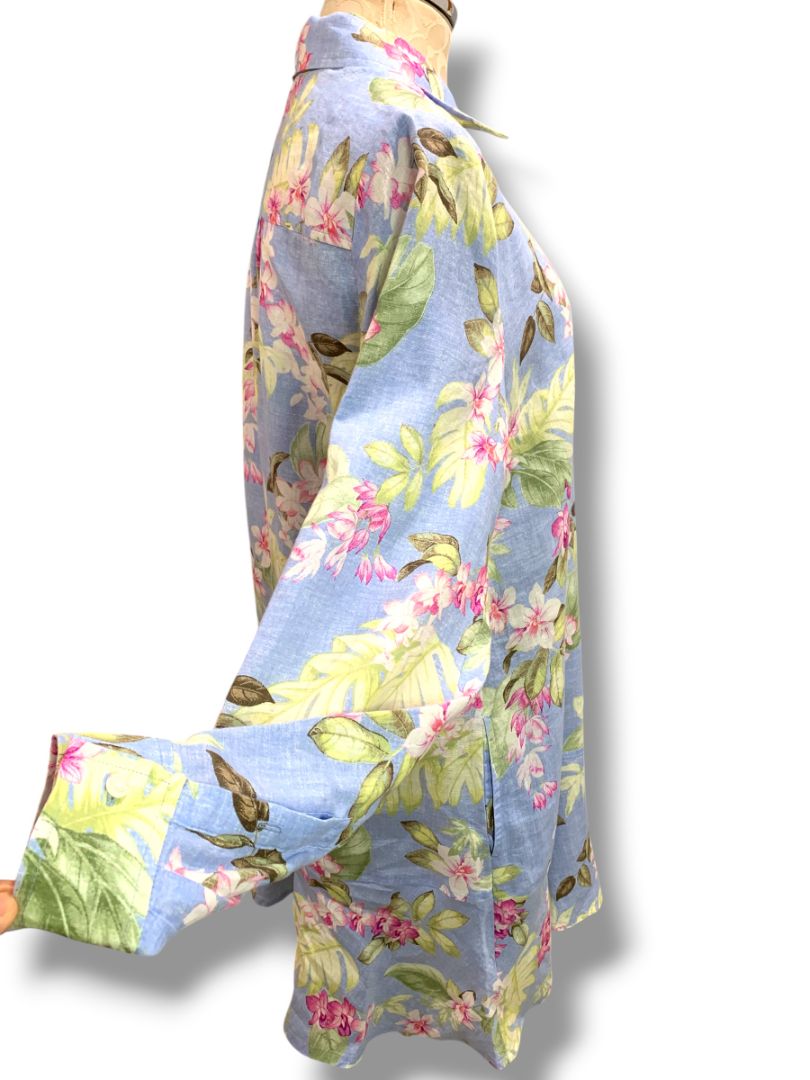 Medium Tommy Bahama Coastalina Orchid Dreams Flounce Linen Shirt Dress