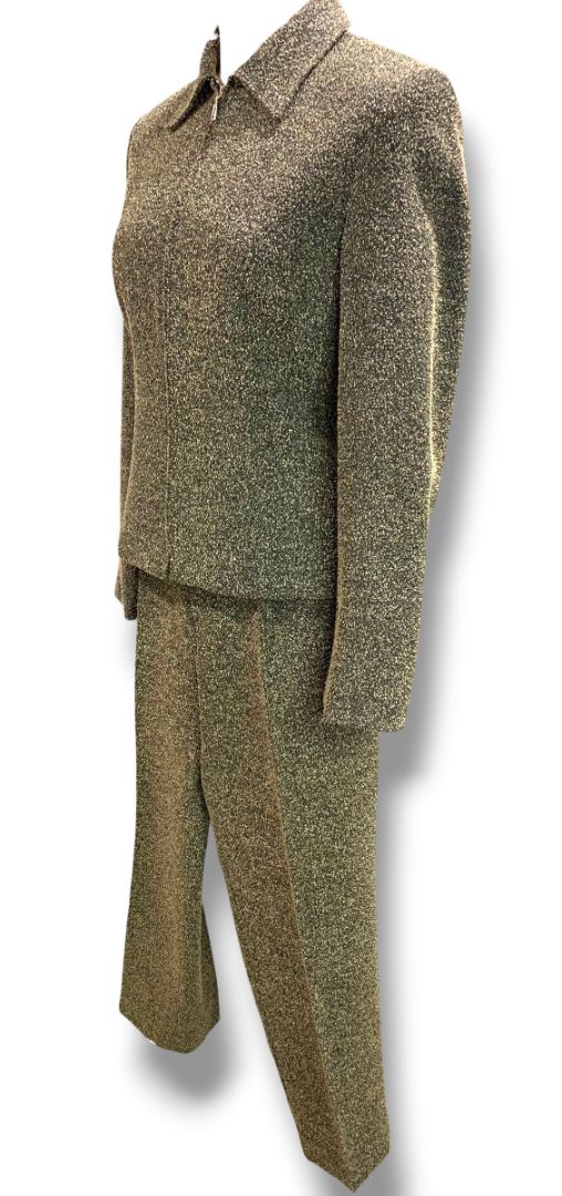 Size 4 Tribal Womens 2 Piece Textured Suit Zip Up Blazer Pants Vintage
