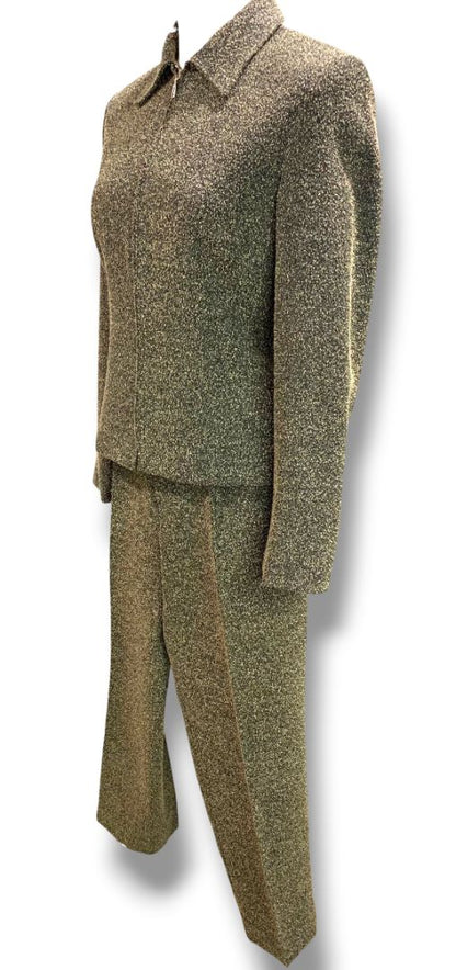Size 4 Tribal Womens 2 Piece Textured Suit Zip Up Blazer Pants Vintage