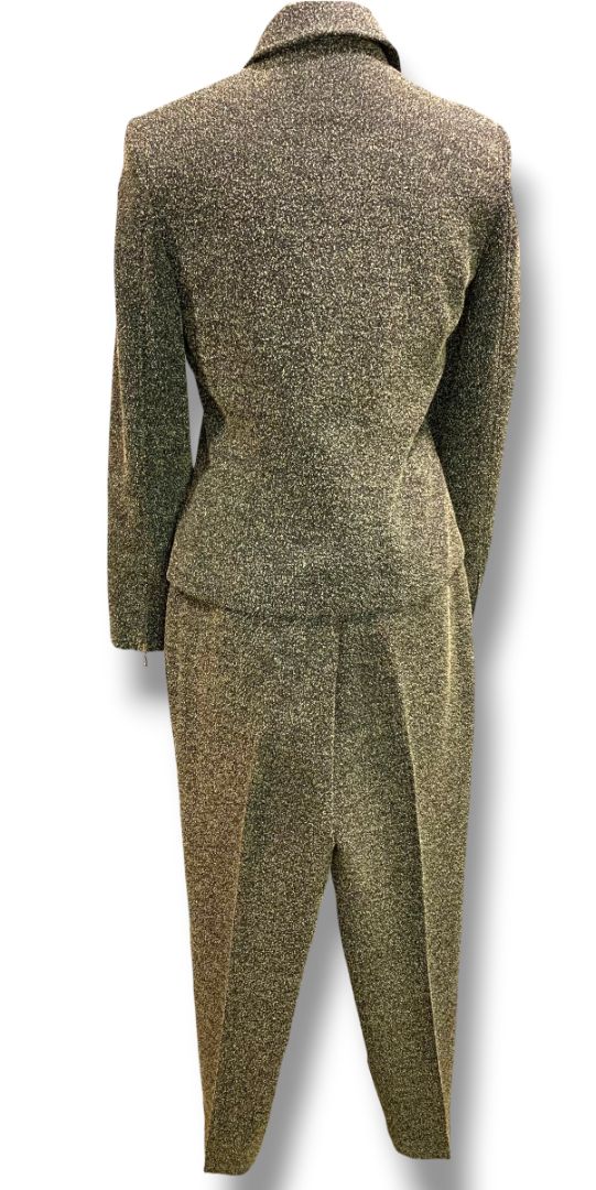 Size 4 Tribal Womens 2 Piece Textured Suit Zip Up Blazer Pants Vintage