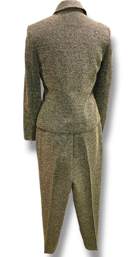Size 4 Tribal Womens 2 Piece Textured Suit Zip Up Blazer Pants Vintage