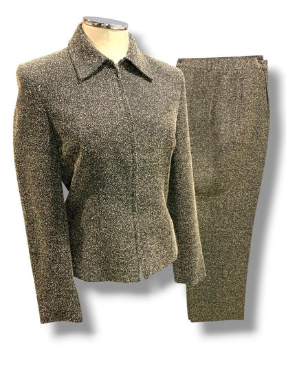 Size 4 Tribal Womens 2 Piece Textured Suit Zip Up Blazer Pants Vintage
