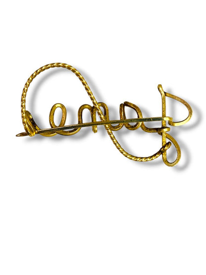 Set of 2 Vintage Script Name "Jane" Pins Brooch 1.25" Goldtone