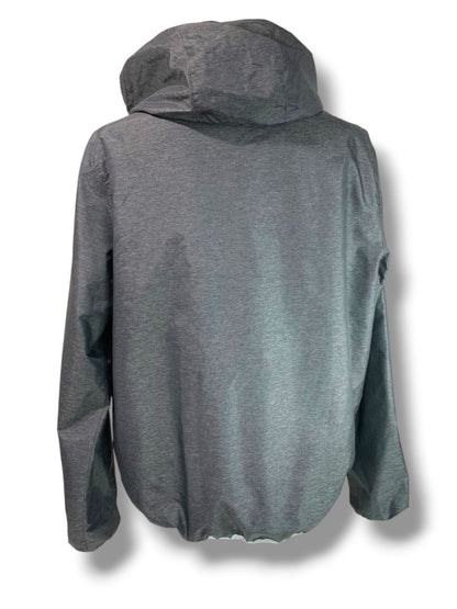 Large Forever 21 Men Gray Running Track Jacket Hooded Full Zip