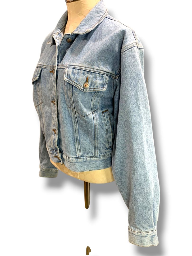 Medium Zana-Du Womens Vintage Light Wash Jean Jacket Denim