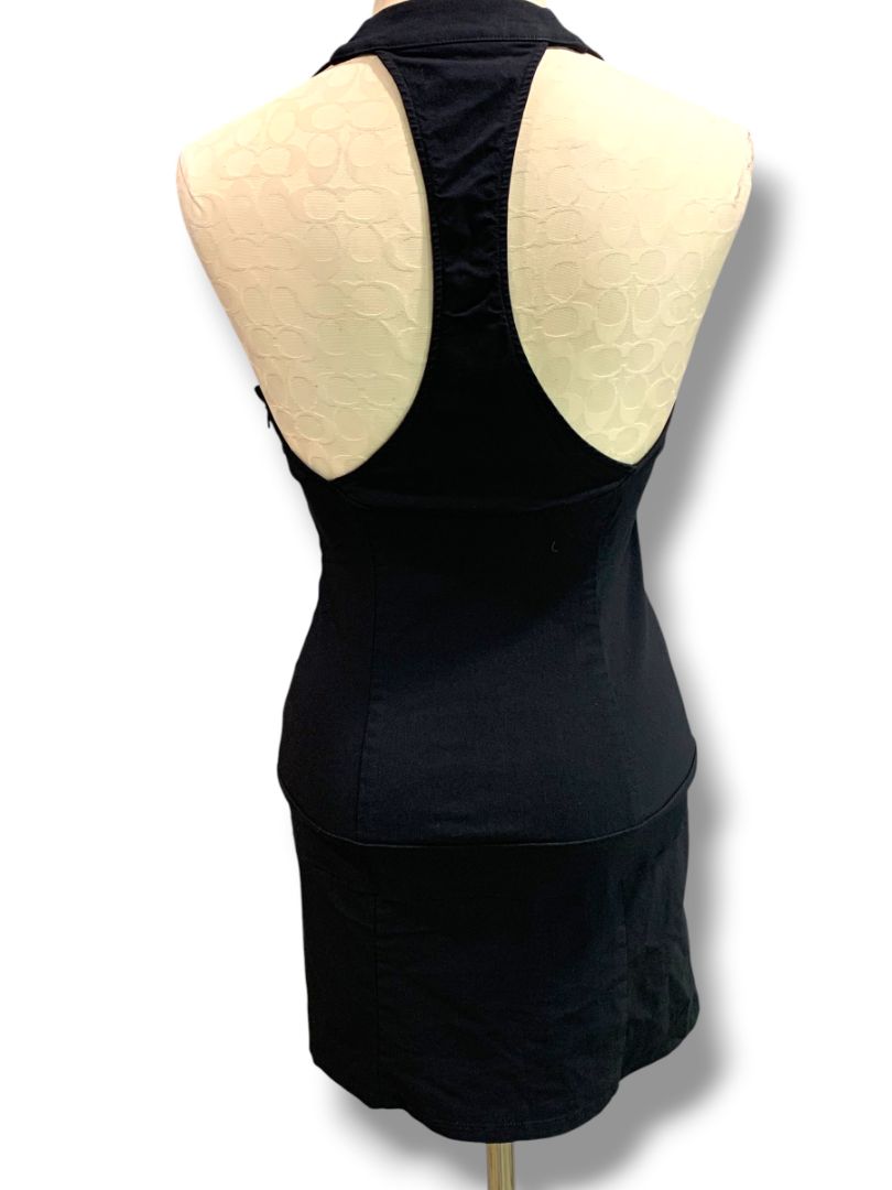 Medium Silence + Noise Black Mini Dress V-Neck Racerback
