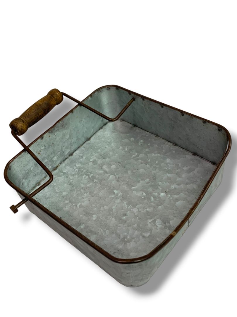 Galvanized Metal Rustic Napkin Holder Swing Handle Holder Picnic 6.8" Square