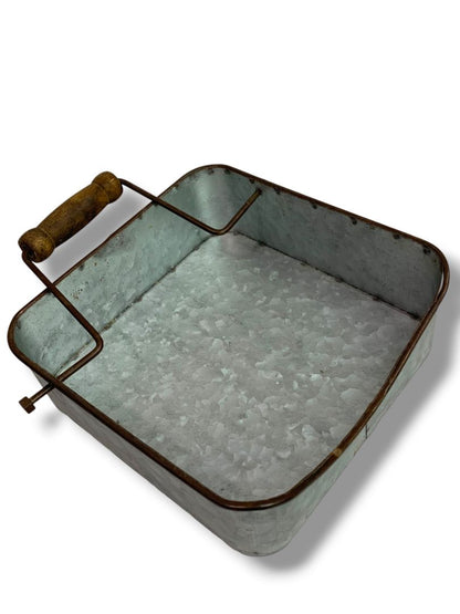 Galvanized Metal Rustic Napkin Holder Swing Handle Holder Picnic 6.8" Square