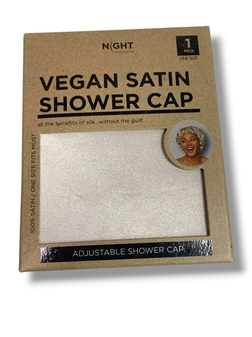 Night New Vegan Satin Shower Cap One Size Adjustable in Box