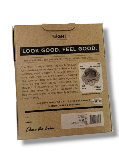 Night New Vegan Satin Shower Cap One Size Adjustable in Box