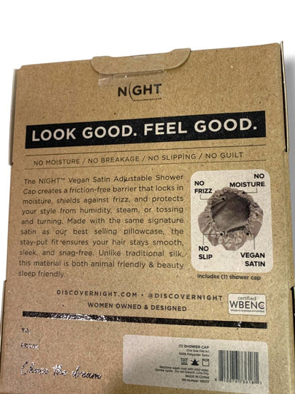 Night New Vegan Satin Shower Cap One Size Adjustable in Box