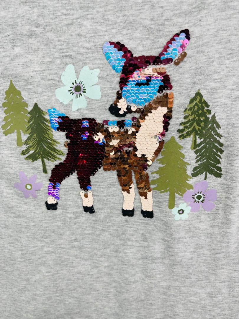 XXL (18) Wonder Nation Sequins Deer Pine Trees Holiday Long Sleeve Girls Top