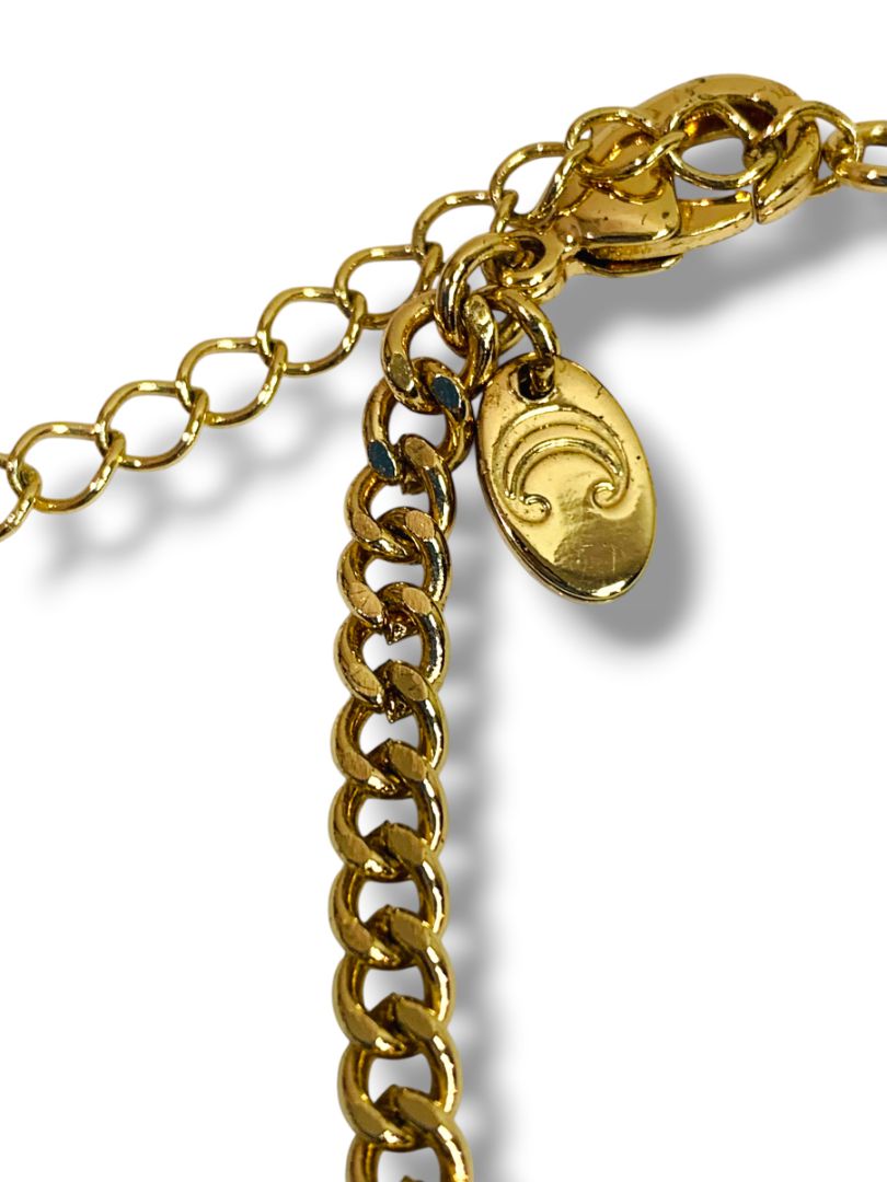 Charming Charlie Goldtone Statement Necklace 18-20"Filigree Design Points