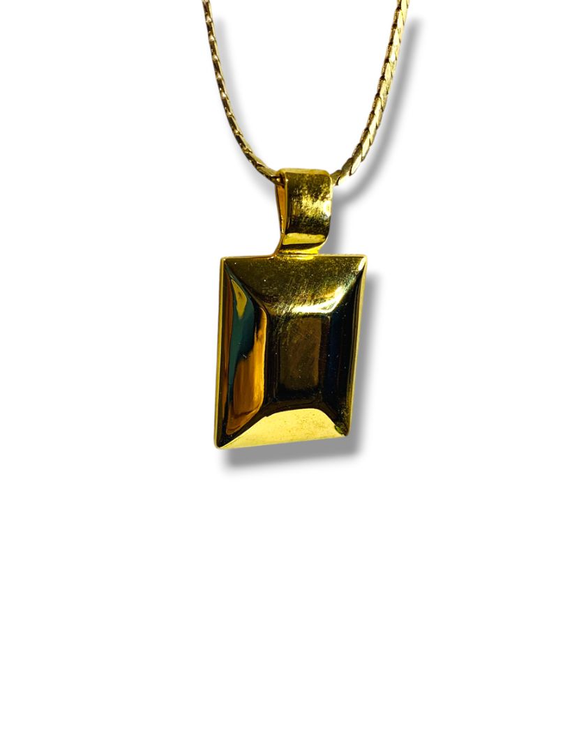 Premier Designs Rectangle Pendant Goldtone 28" Long Necklace