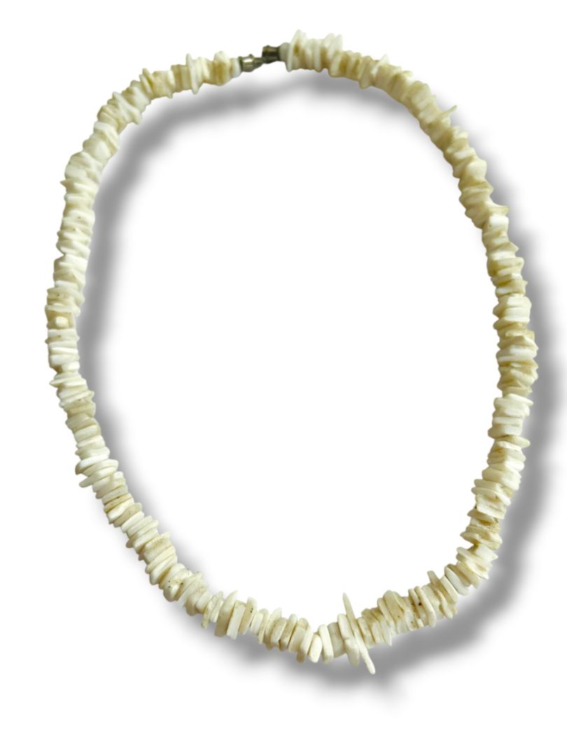 Vintage Puka Shell Necklace 16" Barrel Clasp