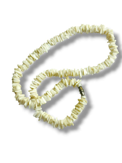 Vintage Puka Shell Necklace 16" Barrel Clasp