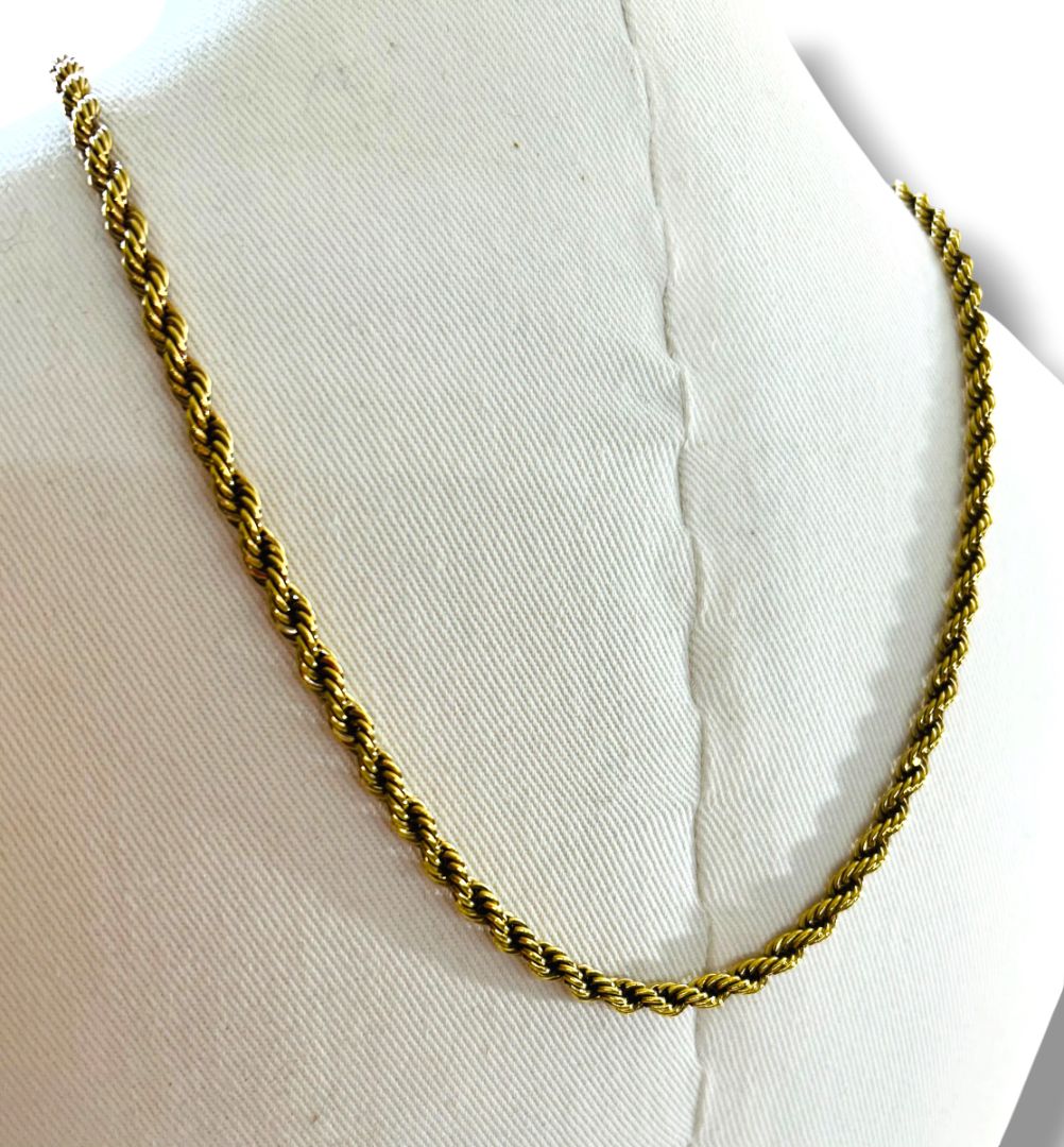 Vintage Rope Link Goldtone Chain Necklace 23.5" Spring Clasp