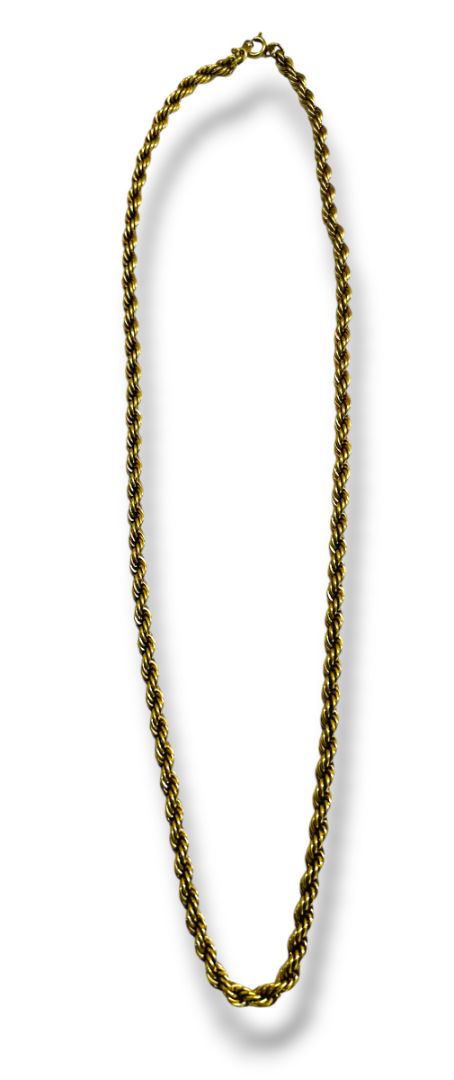 Vintage Rope Link Goldtone Chain Necklace 23.5" Spring Clasp