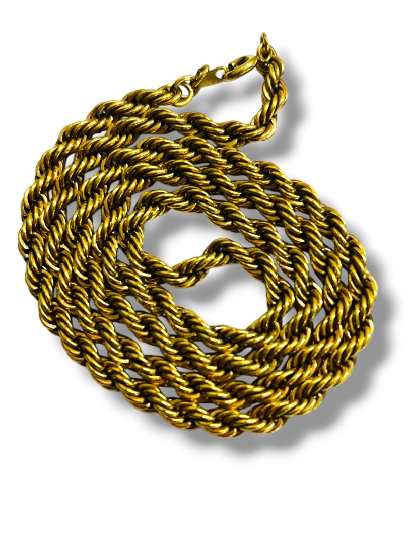 Vintage Rope Link Goldtone Chain Necklace 23.5" Spring Clasp