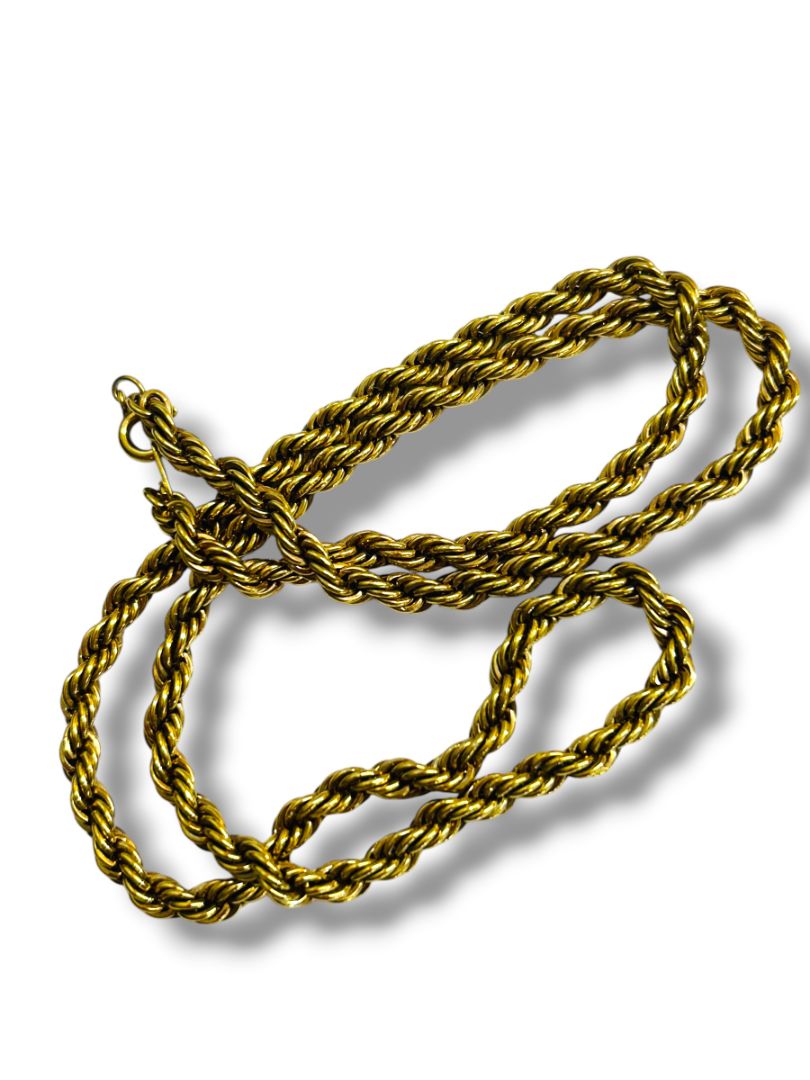 Vintage Rope Link Goldtone Chain Necklace 23.5" Spring Clasp