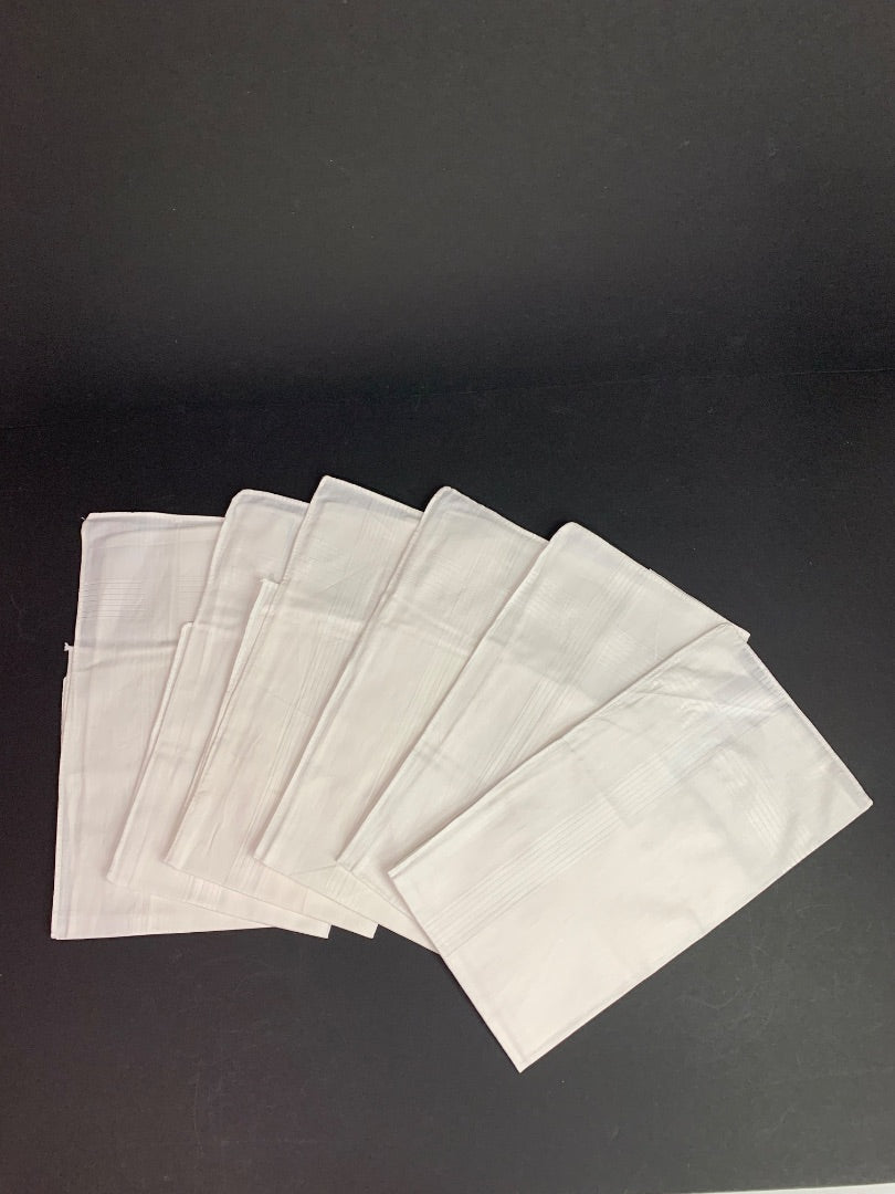 Lot of 6 New Handkerchiefs Mens White Subtle Pattern 15" x 16"