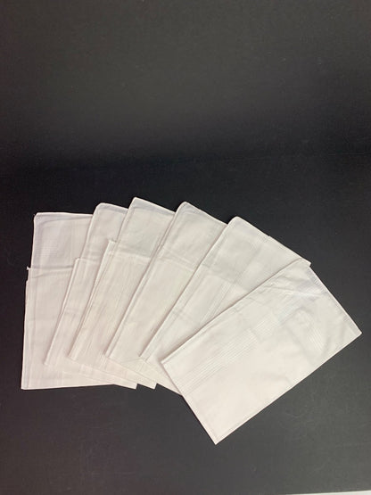Lot of 6 New Handkerchiefs Mens White Subtle Pattern 15" x 16"