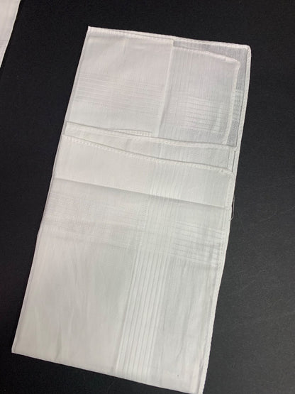 Lot of 6 New Handkerchiefs Mens White Subtle Pattern 15" x 16"