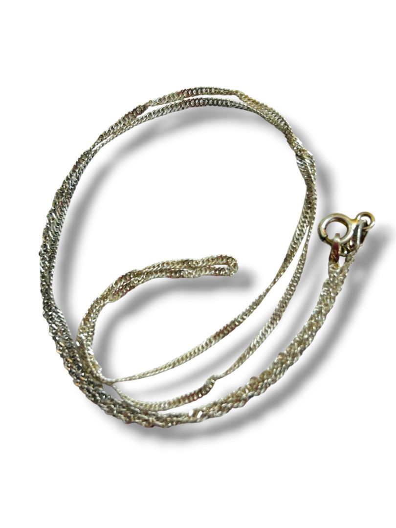 Vintage Delicate Sterling Silver 925 Chain Necklace 17" Twist Style