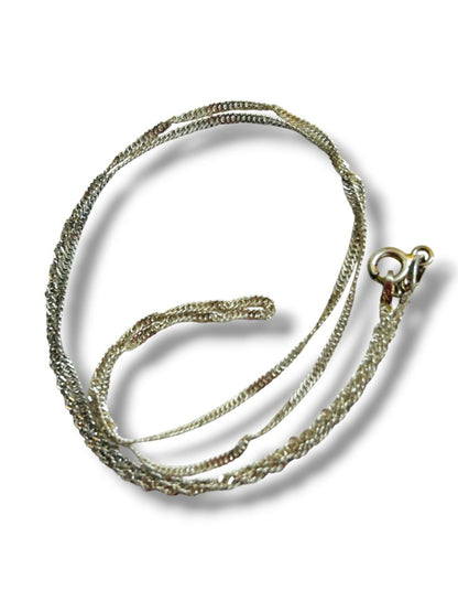 Vintage Delicate Sterling Silver 925 Chain Necklace 17" Twist Style