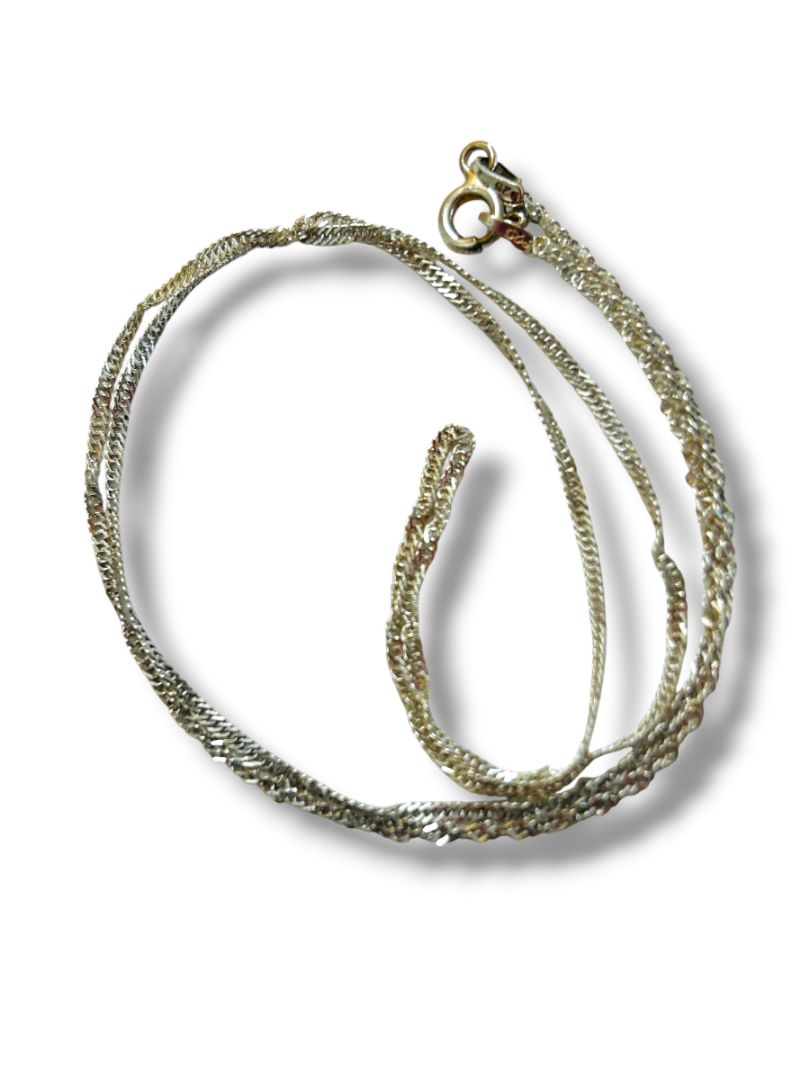 Vintage Delicate Sterling Silver 925 Chain Necklace 17" Twist Style