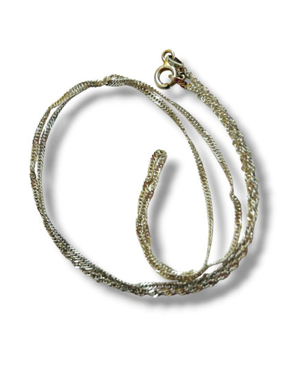 Vintage Delicate Sterling Silver 925 Chain Necklace 17" Twist Style