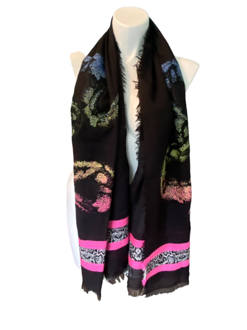 NWT Anna & Ava Black Multi Color Scarf Shawl MSRP $78.00