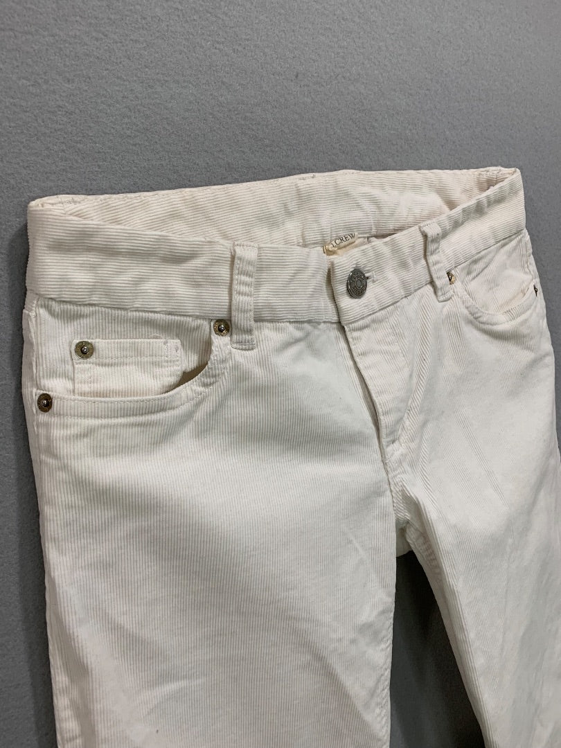 Size 2S J.Crew Womens White Corduroy Pants Favorite Fit Cotton Spandex #17047