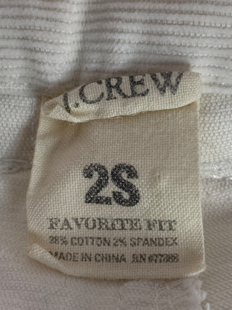 Size 2S J.Crew Womens White Corduroy Pants Favorite Fit Cotton Spandex #17047