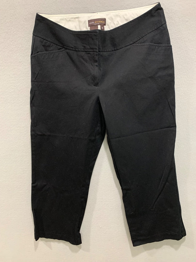 Size 10 Dana Buchman Womens Black Crop Dress Pants Pockets