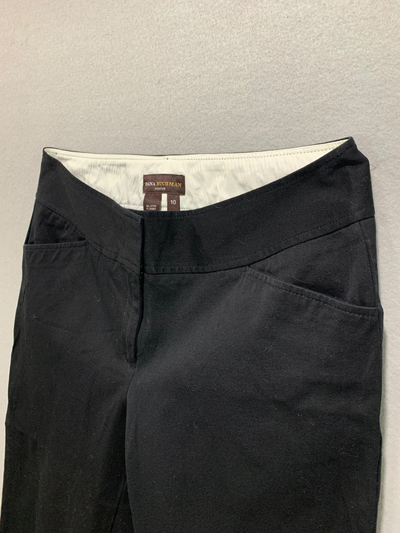 Size 10 Dana Buchman Womens Black Crop Dress Pants Pockets