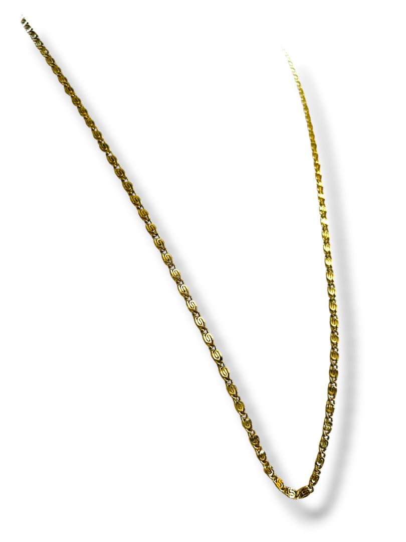 Vintage Goldtone Chain Necklace Scroll 26" Overhead No Clasp