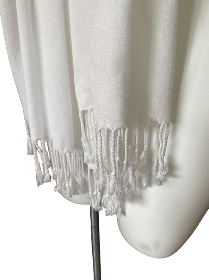 White Viscose Tassle Fringe Scarf 60" x 24"