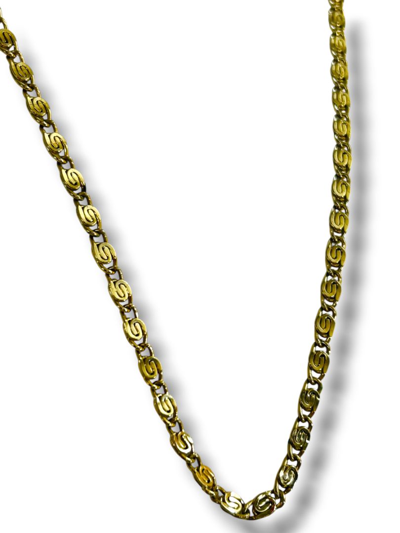 Vintage Goldtone Chain Necklace Scroll 26" Overhead No Clasp