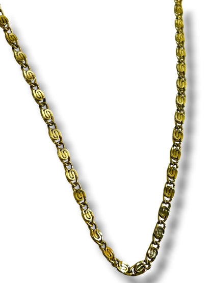 Vintage Goldtone Chain Necklace Scroll 26" Overhead No Clasp