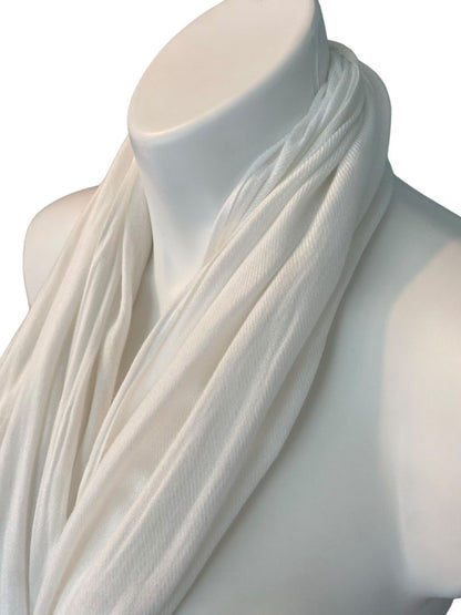 White Viscose Tassle Fringe Scarf 60" x 24"