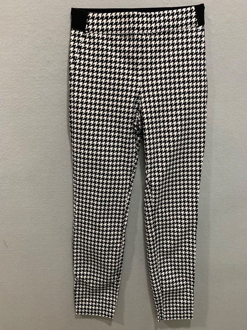 Size 2 IMNYC Womens Black White Houndstooth Stretch Pants Isaac Mizrahi
