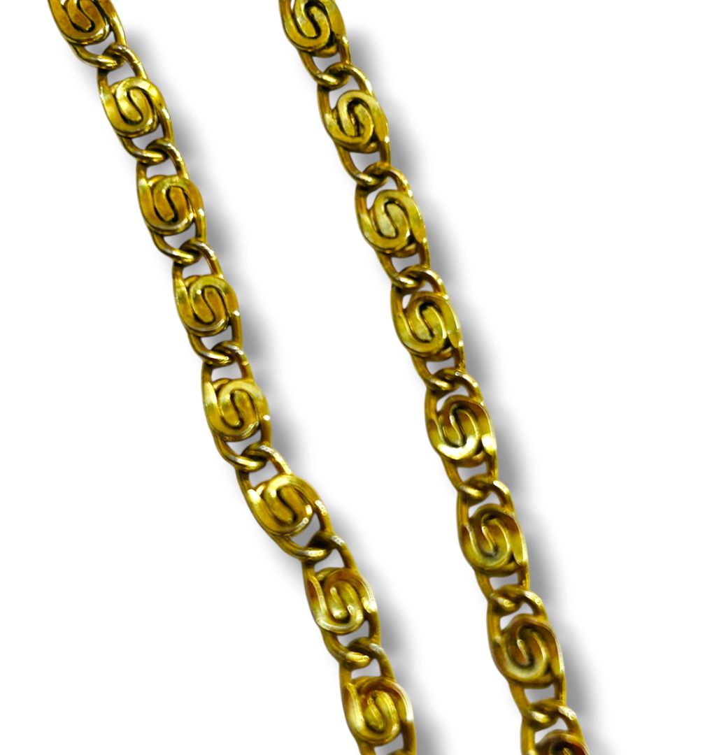 Vintage Goldtone Chain Necklace Scroll 26" Overhead No Clasp
