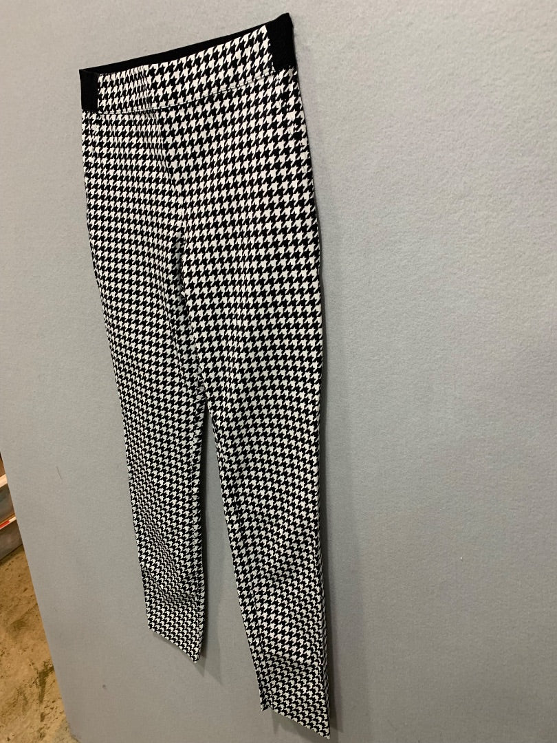 Size 2 IMNYC Womens Black White Houndstooth Stretch Pants Isaac Mizrahi