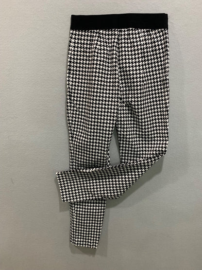 Size 2 IMNYC Womens Black White Houndstooth Stretch Pants Isaac Mizrahi