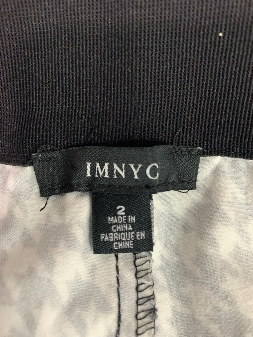 Size 2 IMNYC Womens Black White Houndstooth Stretch Pants Isaac Mizrahi