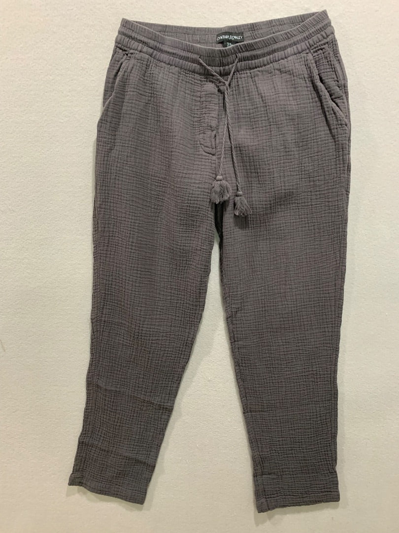 Medium Cynthia Rowley Womens Gray Gauzy Cotton Loose Fit Pants Pull On Pockets