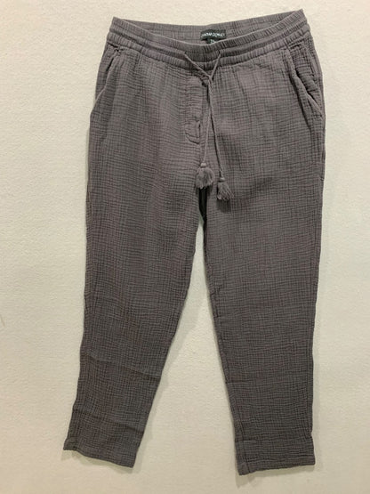 Medium Cynthia Rowley Womens Gray Gauzy Cotton Loose Fit Pants Pull On Pockets