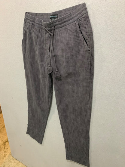 Medium Cynthia Rowley Womens Gray Gauzy Cotton Loose Fit Pants Pull On Pockets